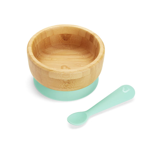 Munchkin® Bambou™ Suction Bowl and Silicone Spoon for Babies and Toddlers, Non-Toxic Bamboo - CookCave
