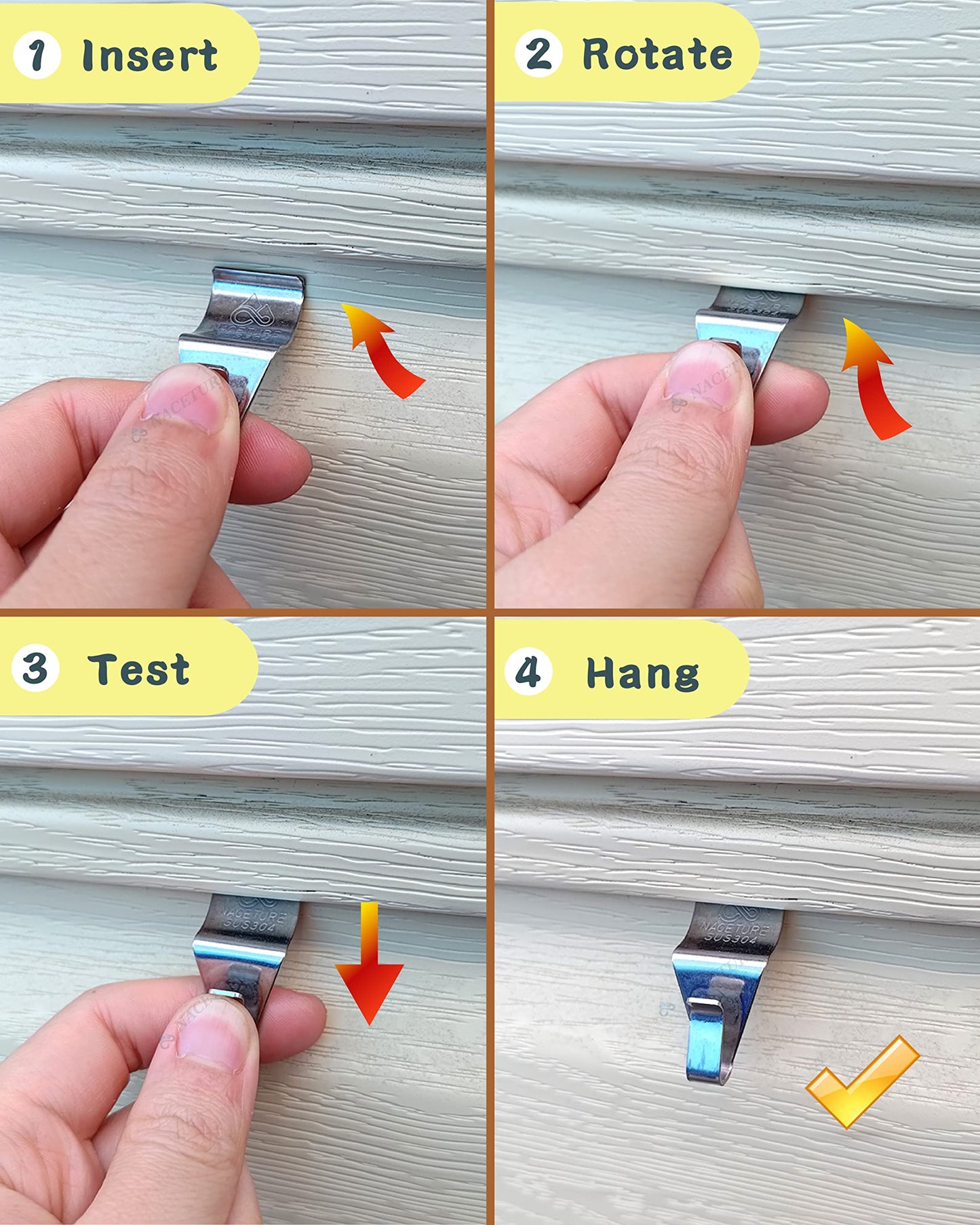 NACETURE Vinyl Siding Hooks Hanger (10 Pack) | No Drill Vinyl Hooks for Hanging Outdoor Decor, Sliver - CookCave