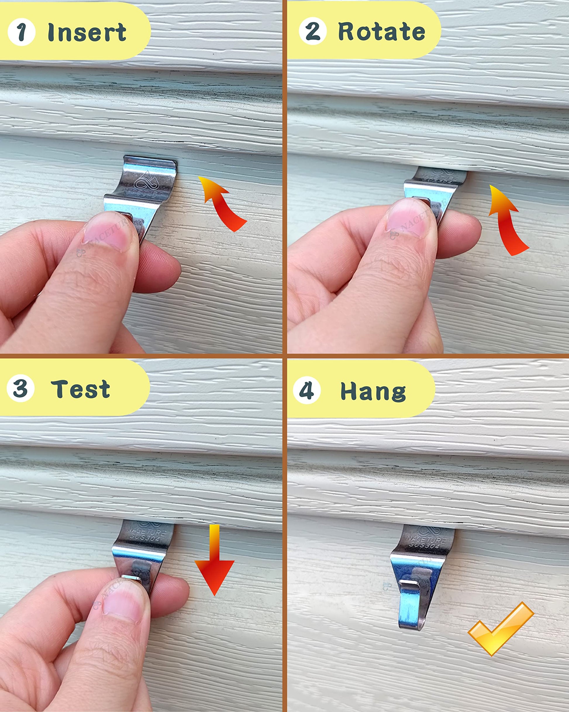 NACETURE Vinyl Siding Hooks Hanger (10 Pack) | No Drill Vinyl Hooks for Hanging Outdoor Decor, Sliver - CookCave