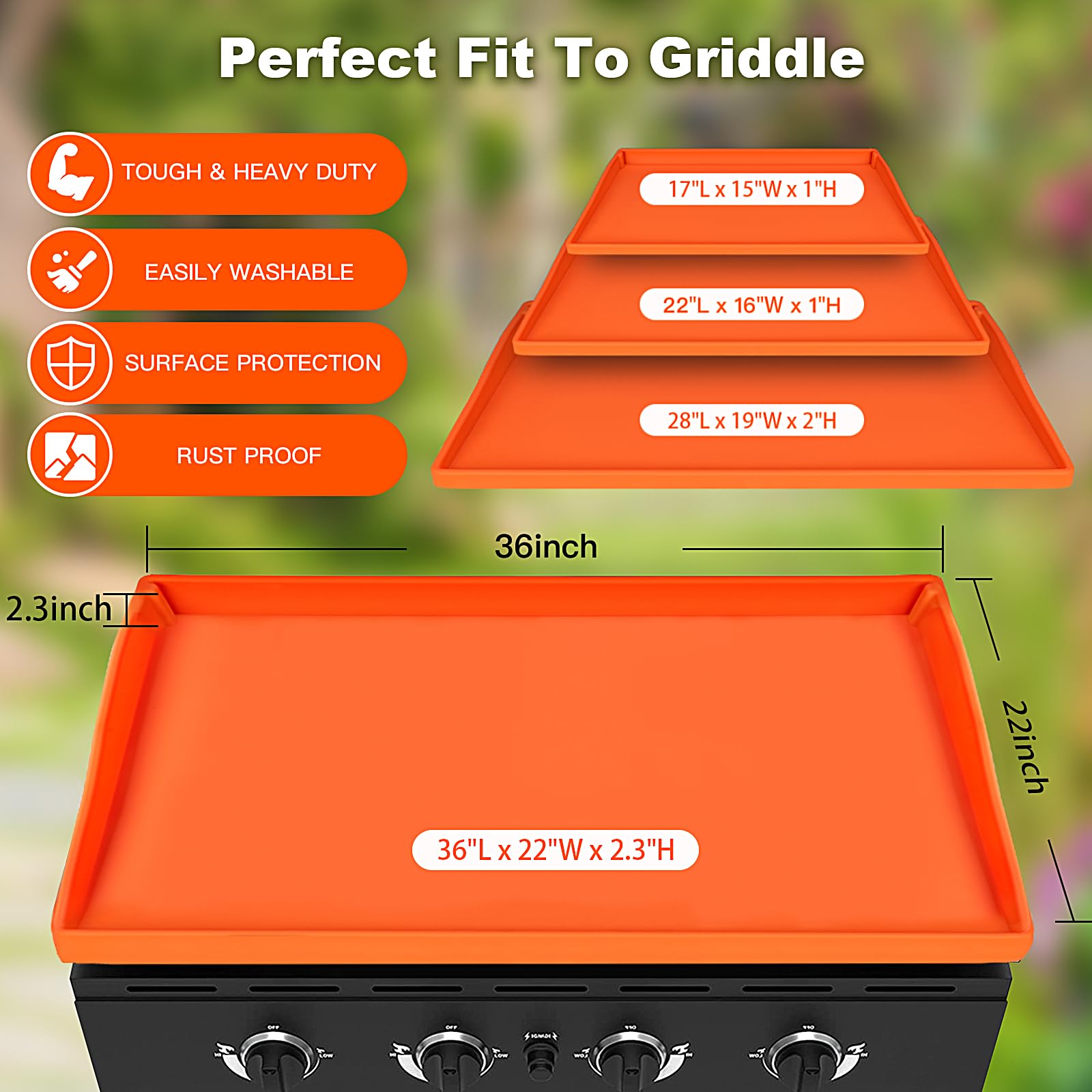 NancyL 36 Inch Silicone Griddle Cover for Blackstone, Full-Wrap 36" Griddle Mat Protective Grill for Blackstone Protector Accessories Kit, Protect from Rust, Rodents, Insects, Debris - CookCave