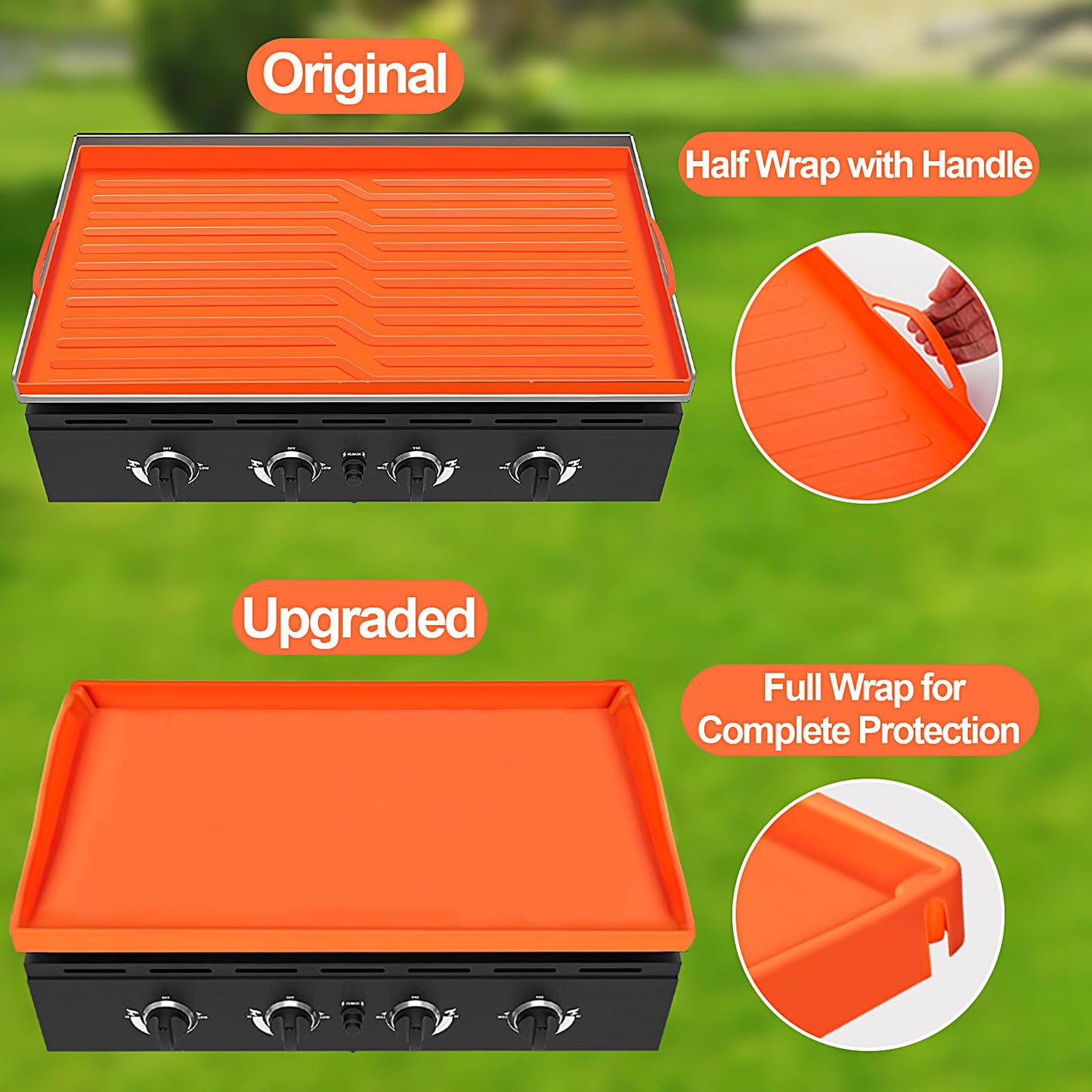 NancyL 36 Inch Silicone Griddle Cover for Blackstone, Full-Wrap 36" Griddle Mat Protective Grill for Blackstone Protector Accessories Kit, Protect from Rust, Rodents, Insects, Debris - CookCave