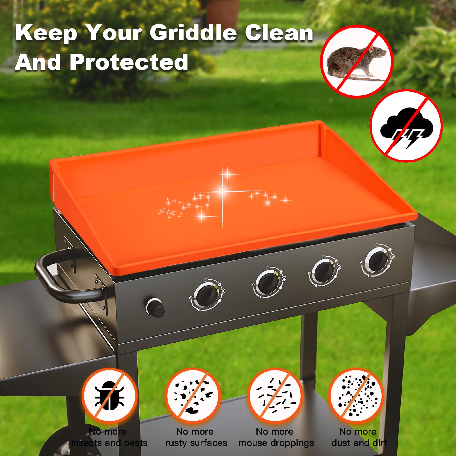 NancyL 36 Inch Silicone Griddle Cover for Blackstone, Full-Wrap 36" Griddle Mat Protective Grill for Blackstone Protector Accessories Kit, Protect from Rust, Rodents, Insects, Debris - CookCave