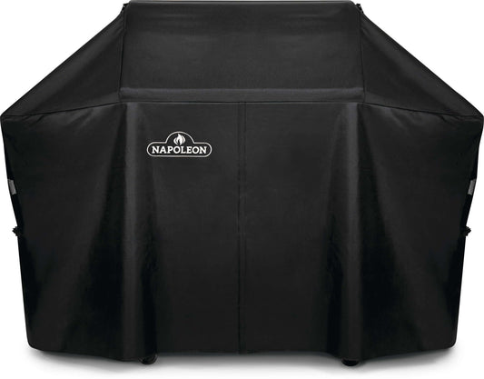Napoleon BBQ Grill Cover for Prestige PRO 500 and Prestige 500 - Black BBQ Cover, Water Resistant, UV Protected, Air Vents, Velcro Closure, Hanging Loops, Adjustable Buckled Straps To Secure Cover - CookCave