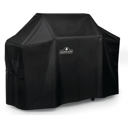 Napoleon BBQ Grill Cover for Prestige PRO 500 and Prestige 500 - Black BBQ Cover, Water Resistant, UV Protected, Air Vents, Velcro Closure, Hanging Loops, Adjustable Buckled Straps To Secure Cover - CookCave
