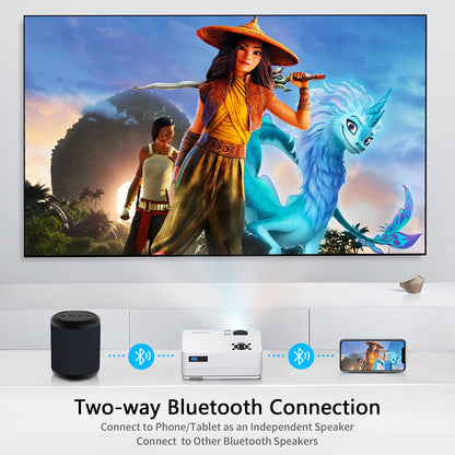 Native 1080P Projector with WiFi and Two-Way Bluetooth, Full HD Movie Projector for Outdoor Movies, 300" Display Projector 4k Home Theater, Compatible with iOS/Android/PC/XBox/PS4/TV Stick/HDMI/USB - CookCave