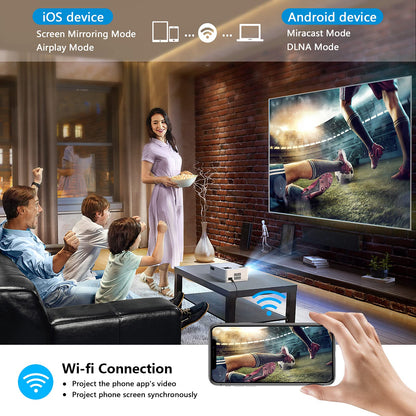 Native 1080P Projector with WiFi and Two-Way Bluetooth, Full HD Movie Projector for Outdoor Movies, 300" Display Projector 4k Home Theater, Compatible with iOS/Android/PC/XBox/PS4/TV Stick/HDMI/USB - CookCave