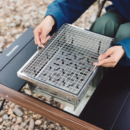 Naturehike Camping Charcoal Grill for IGT Table, Folding Barbecue Grill with Tongs & Carry Bag, Portable BBQ Grill for Outdoor Car Camping Cooking Tailgating - CookCave