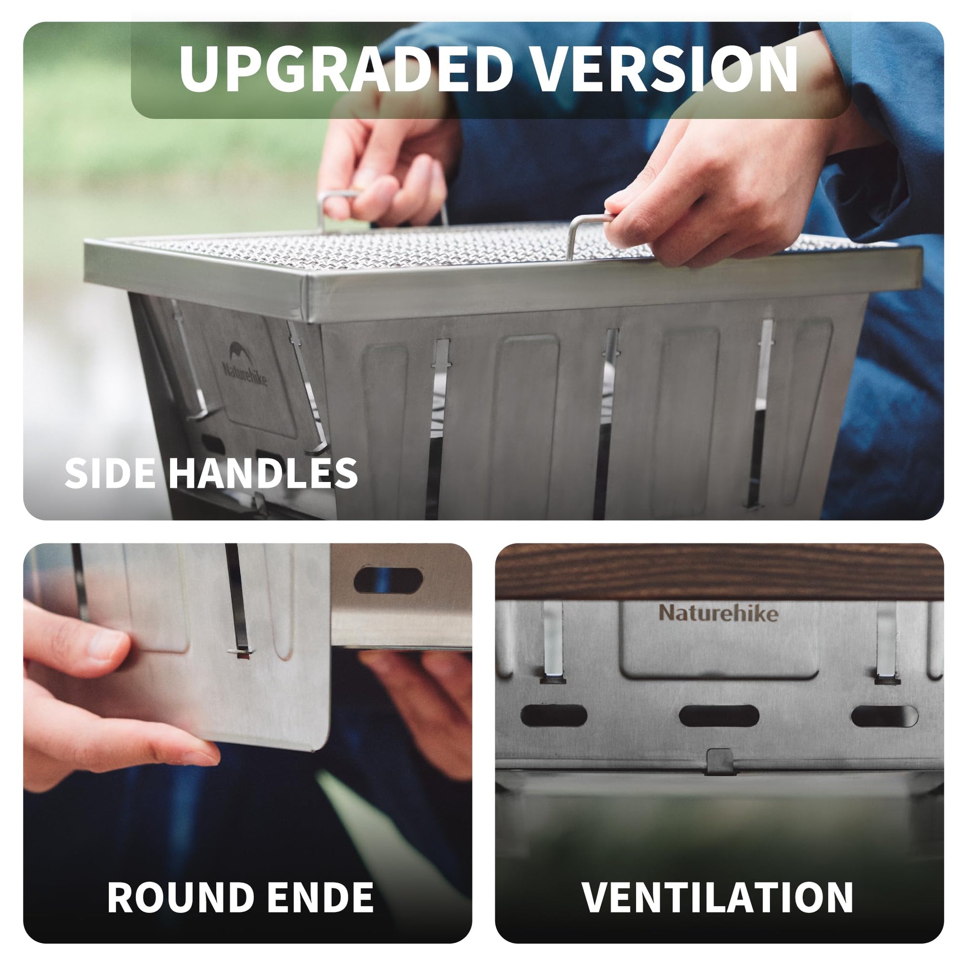 Naturehike Camping Charcoal Grill for IGT Table, Folding Barbecue Grill with Tongs & Carry Bag, Portable BBQ Grill for Outdoor Car Camping Cooking Tailgating - CookCave