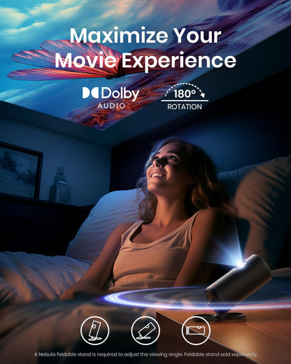 NEBULA Capsule 3 Laser Projector, Upgraded with Google TV and Official Netflix, Mini Smart TV Projector with Wi-Fi, Outdoor Portable Projector, Dolby Digital, 120-Inch Screen, 2.5H Built-In Battery - CookCave