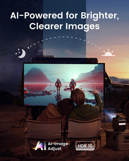 NEBULA Mars 3 Outdoor Portable Projector, 1000 ANSI Lumens, AI-Powered Image, Built-In Battery with 5 Hour Playtime, Android TV, 200 Inch Home Theater, for Backyard, Office and Business, and Camping - CookCave