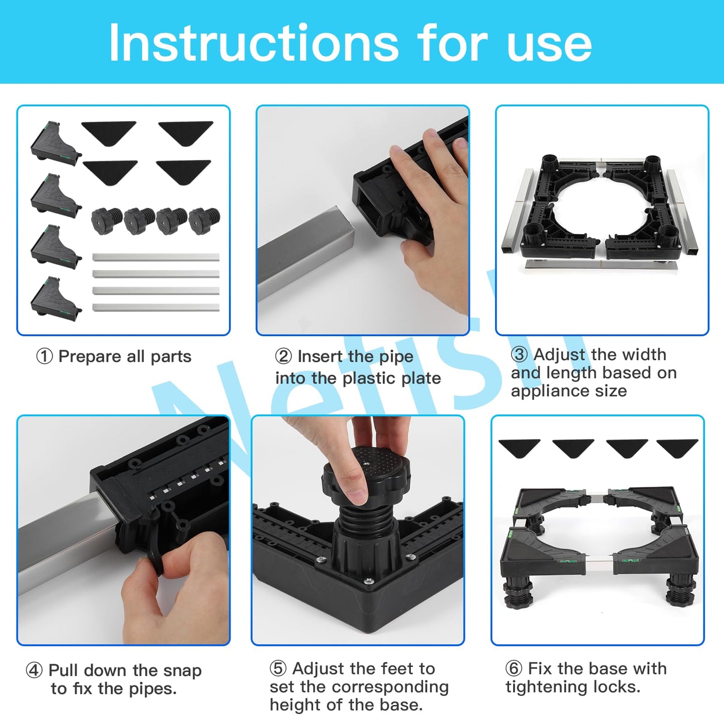 Nefish Mini Fridge Stand Universal Raised Base Adjustable Refrigerator Stands with 4 Strong Feet Washing Machine Pedestal Multi-Functional Bases for Dryer (Black) - CookCave