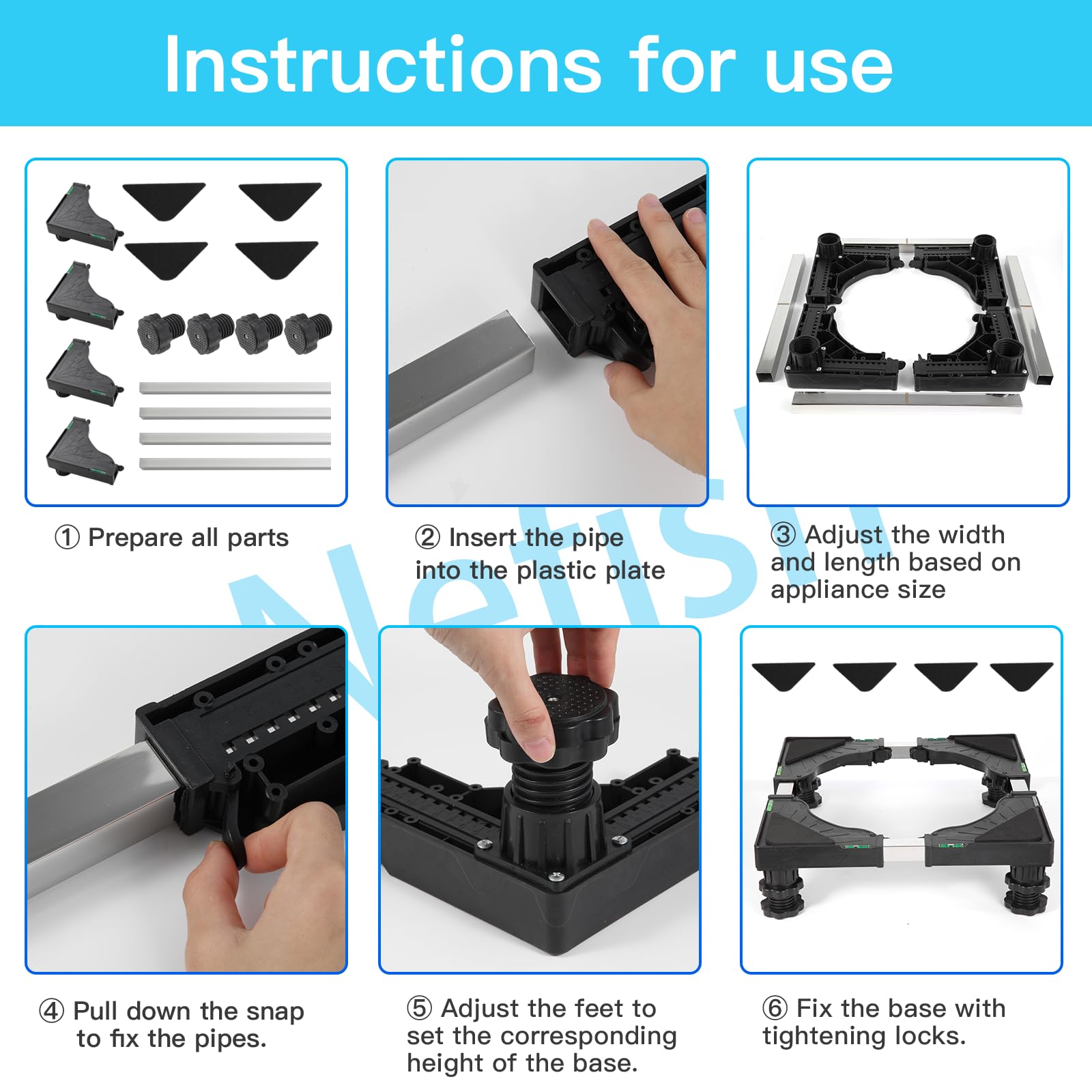 Nefish Mini Fridge Stand Universal Raised Base Adjustable Refrigerator Stands with 4 Strong Feet Washing Machine Pedestal Multi-Functional Bases for Dryer (Black) - CookCave