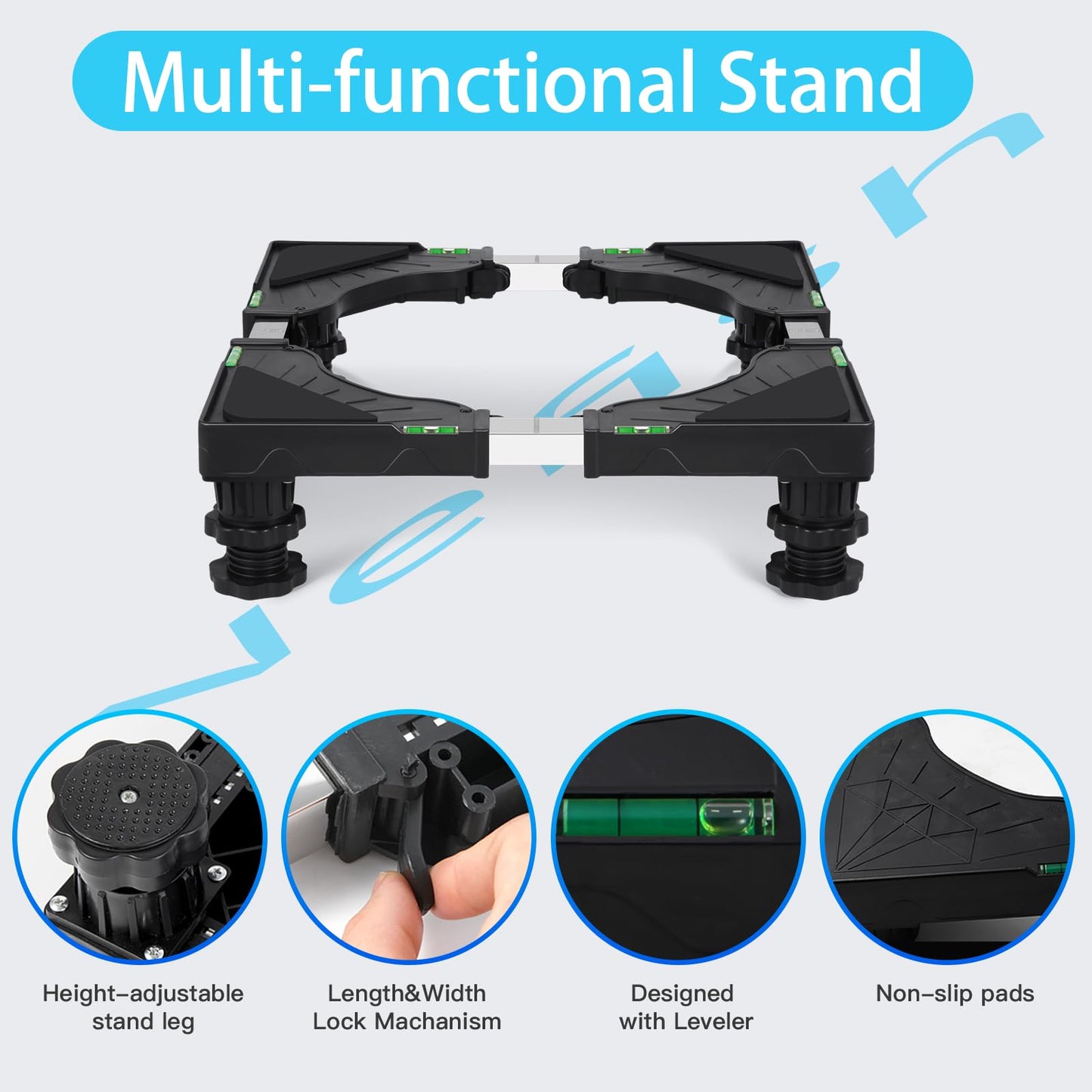 Nefish Mini Fridge Stand Universal Raised Base Adjustable Refrigerator Stands with 4 Strong Feet Washing Machine Pedestal Multi-Functional Bases for Dryer (Black) - CookCave