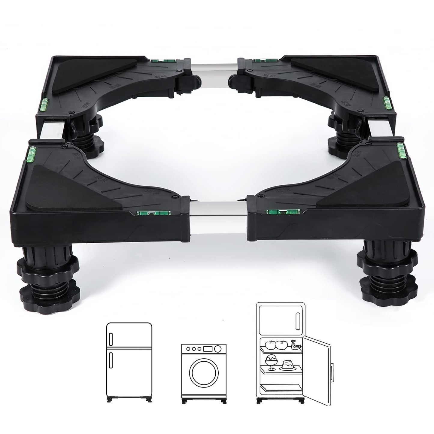 Nefish Mini Fridge Stand Universal Raised Base Adjustable Refrigerator Stands with 4 Strong Feet Washing Machine Pedestal Multi-Functional Bases for Dryer (Black) - CookCave