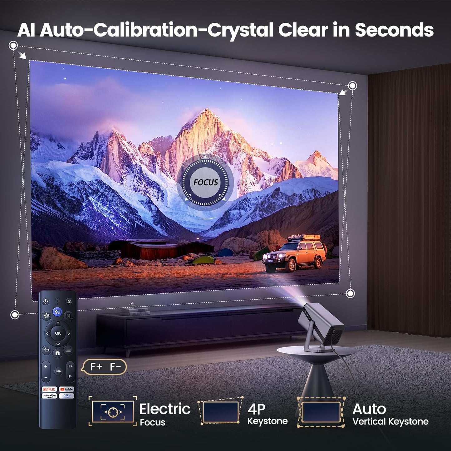 Netflix-Licensed丨20W Dolby Audio丨360°Adjustable Stand: Smart 4K Projector with WiFi 6 and 2-Way Bluetooth, Electric Focus & Auto Keystone, iWIMIUS 1080P Mini Portable Outdoor Proyector w/ HDMI ARC - CookCave