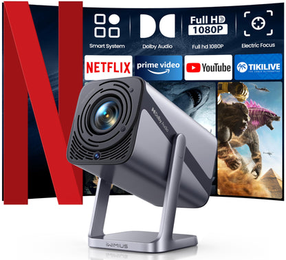 Netflix-Licensed丨20W Dolby Audio丨360°Adjustable Stand: Smart 4K Projector with WiFi 6 and 2-Way Bluetooth, Electric Focus & Auto Keystone, iWIMIUS 1080P Mini Portable Outdoor Proyector w/ HDMI ARC - CookCave