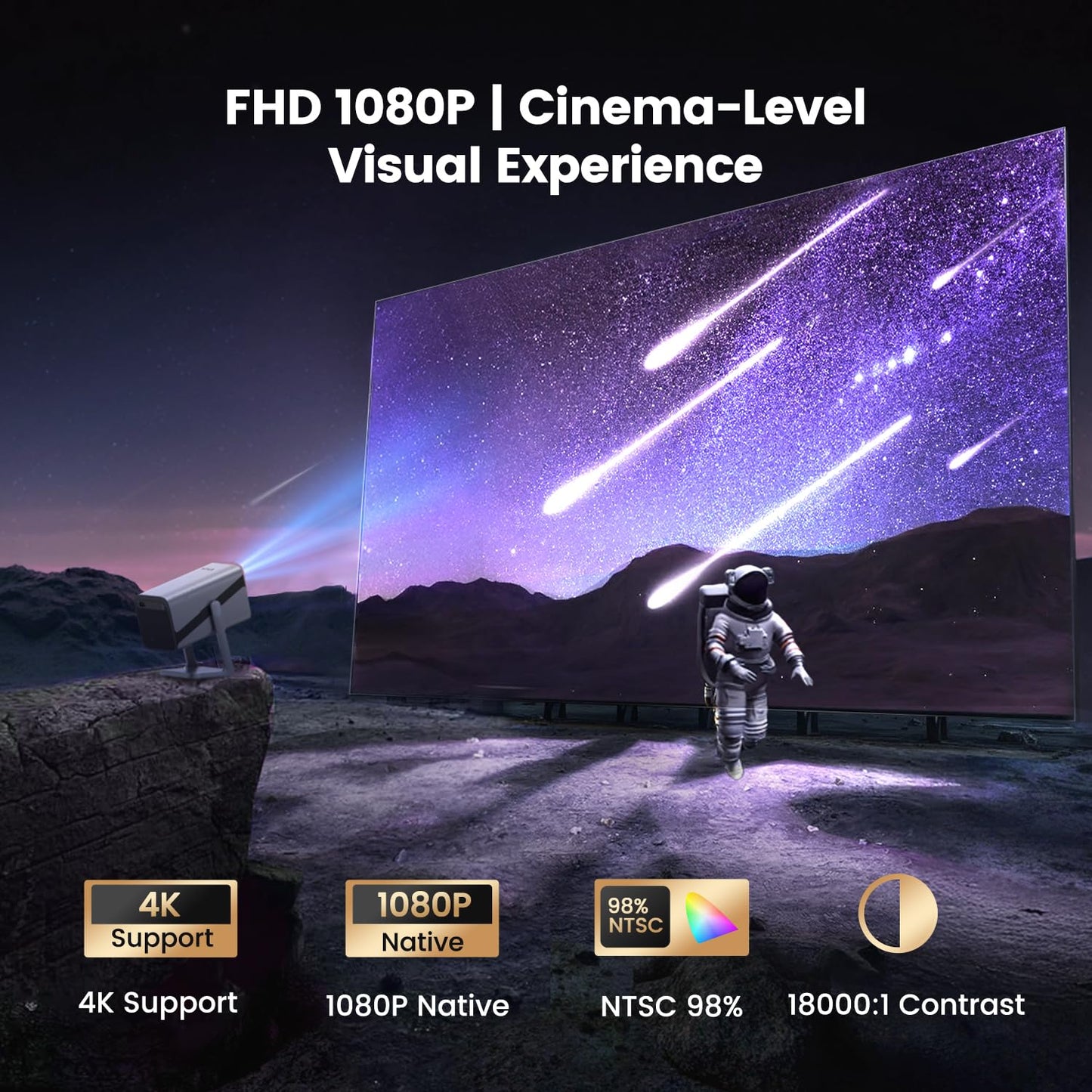 Netflix-Licensed丨20W Dolby Audio丨360°Adjustable Stand: Smart 4K Projector with WiFi 6 and 2-Way Bluetooth, Electric Focus & Auto Keystone, iWIMIUS 1080P Mini Portable Outdoor Proyector w/ HDMI ARC - CookCave