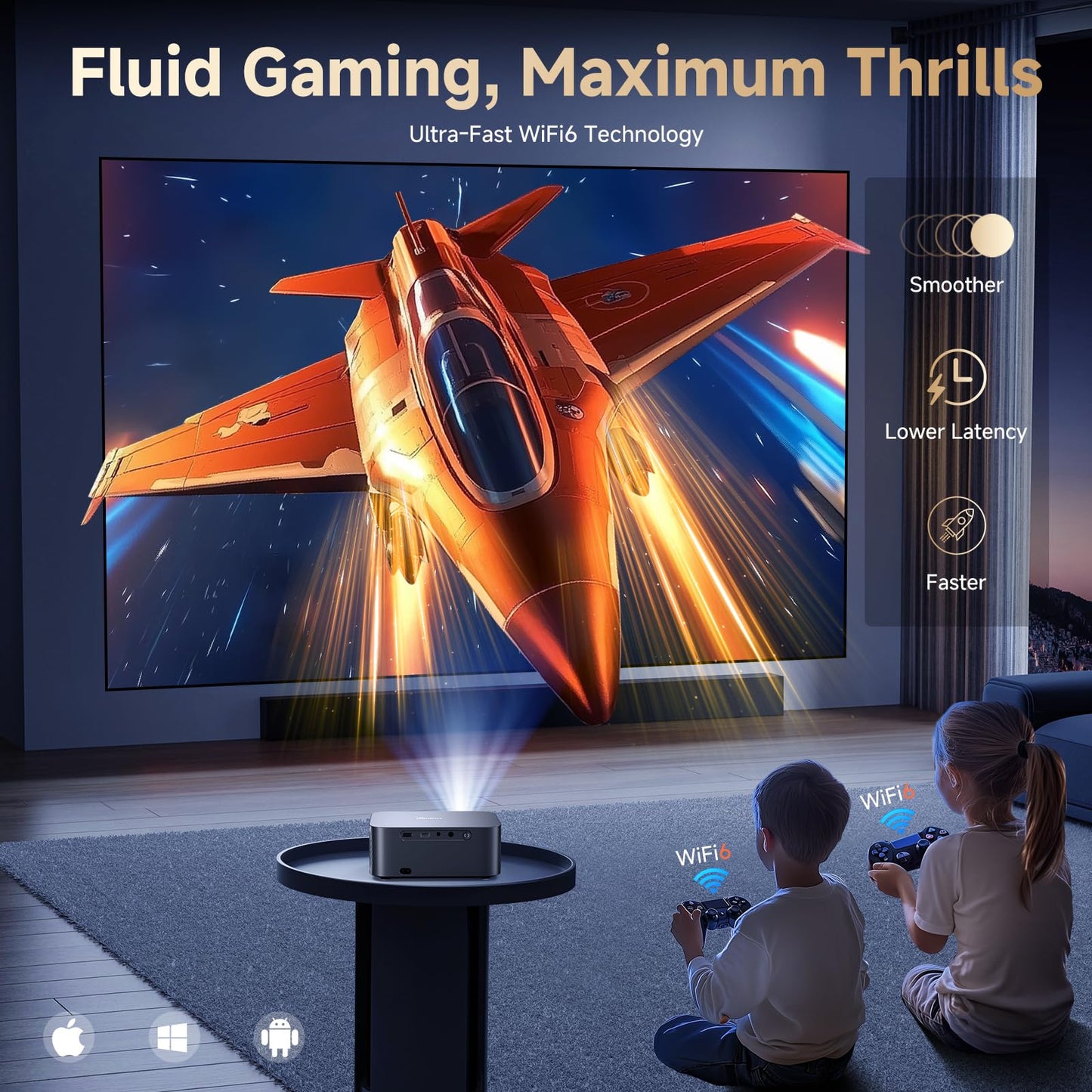 [Netflix-Licensed/Dolby Audio]Outdoor Projector with Wifi 6 and Bluetooth, iSinbox 1080P Native 800ANSI Portable Movie Projector, Built-in Netflix/YouTube/PrimeVideo, Electric Focus Smart Projector - CookCave