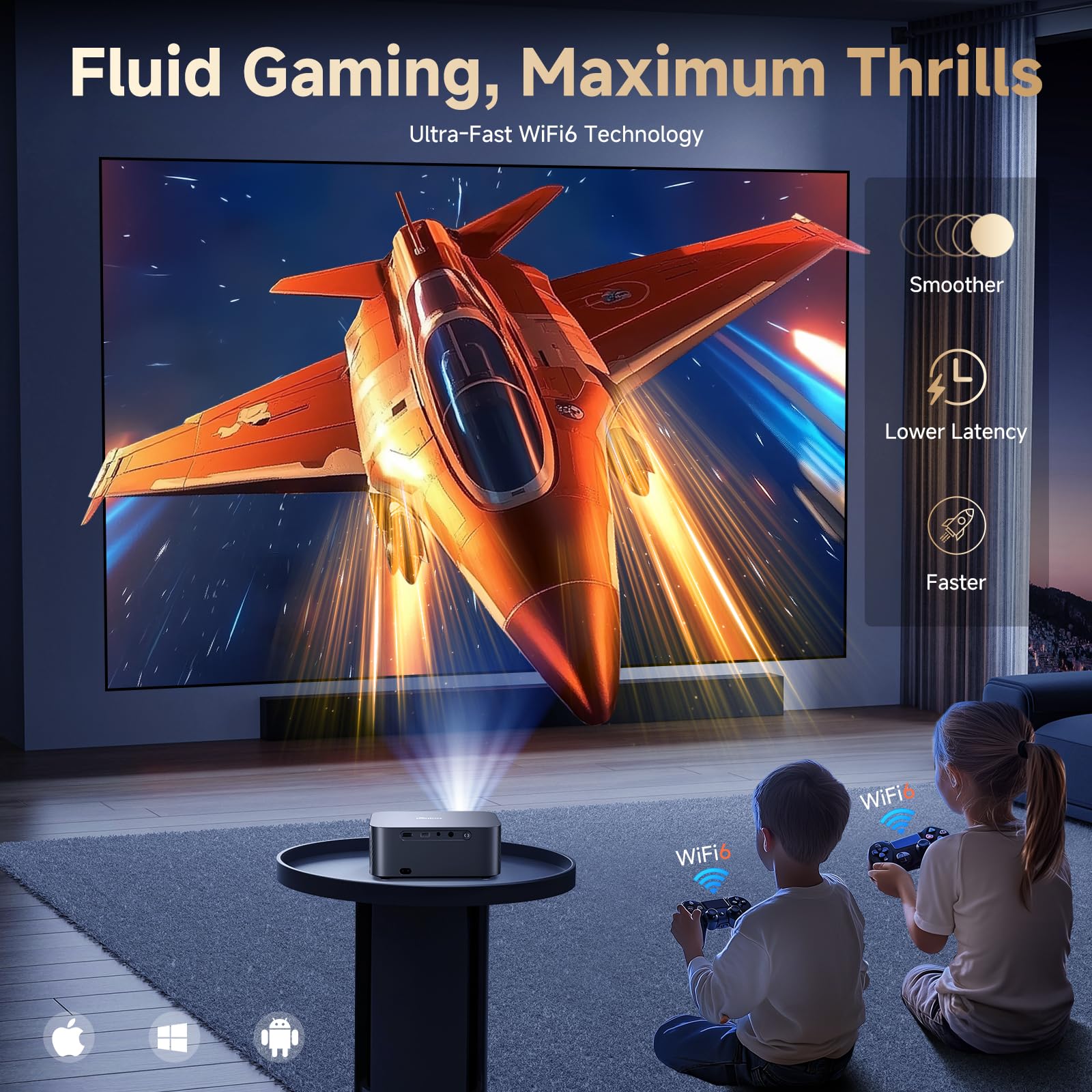 [Netflix-Licensed/Dolby Audio]Outdoor Projector with Wifi 6 and Bluetooth, iSinbox 1080P Native 800ANSI Portable Movie Projector, Built-in Netflix/YouTube/PrimeVideo, Electric Focus Smart Projector - CookCave