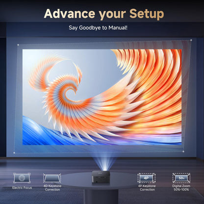 [Netflix-Licensed/Dolby Audio]Outdoor Projector with Wifi 6 and Bluetooth, iSinbox 1080P Native 800ANSI Portable Movie Projector, Built-in Netflix/YouTube/PrimeVideo, Electric Focus Smart Projector - CookCave