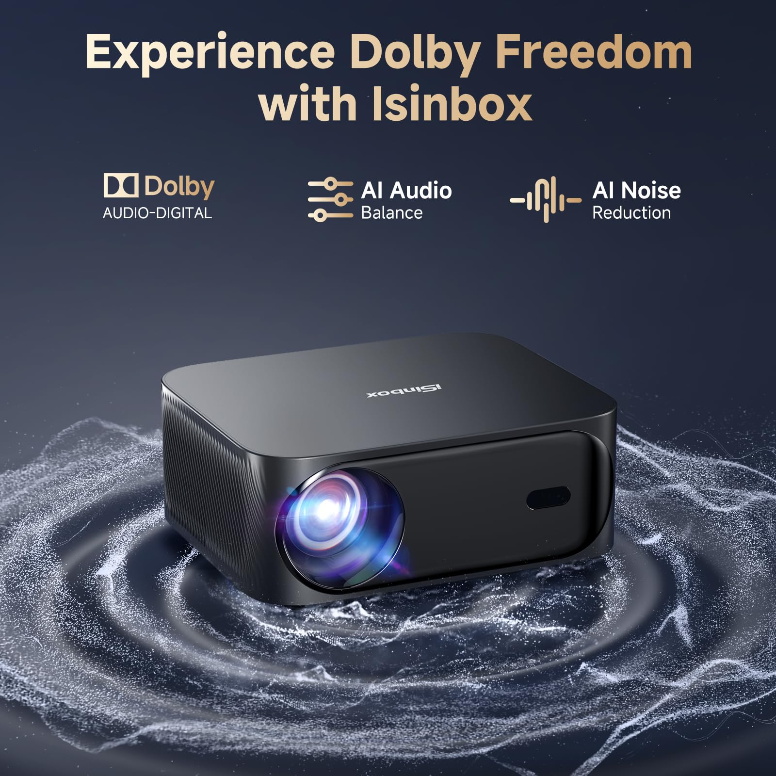 [Netflix-Licensed/Dolby Audio]Outdoor Projector with Wifi 6 and Bluetooth, iSinbox 1080P Native 800ANSI Portable Movie Projector, Built-in Netflix/YouTube/PrimeVideo, Electric Focus Smart Projector - CookCave