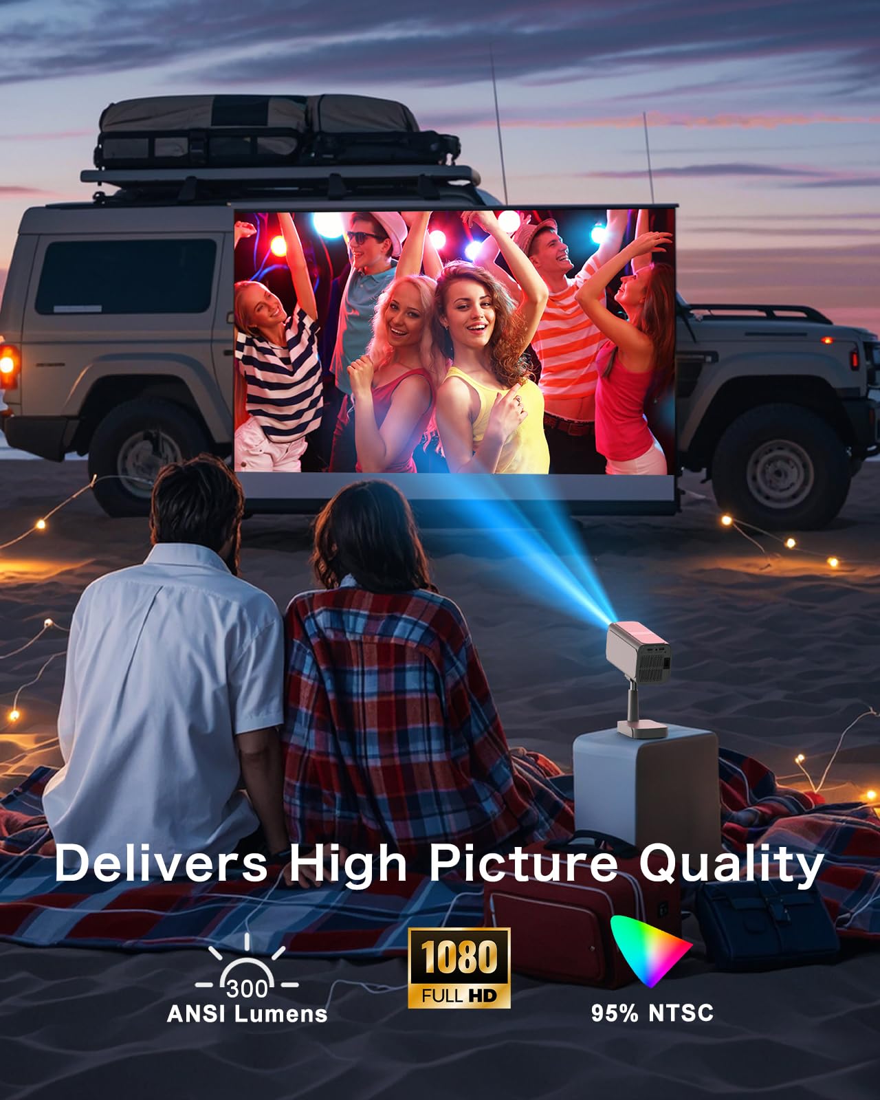 [Netflix-Licensed/Telescopic Stand] PANSEBA Smart Projector with WiFi and Bluetooth, Auto Keystone Mini Projector,4K Support Outdoor Movie Projector with Zoom, Home Theater Projector for Phone - CookCave