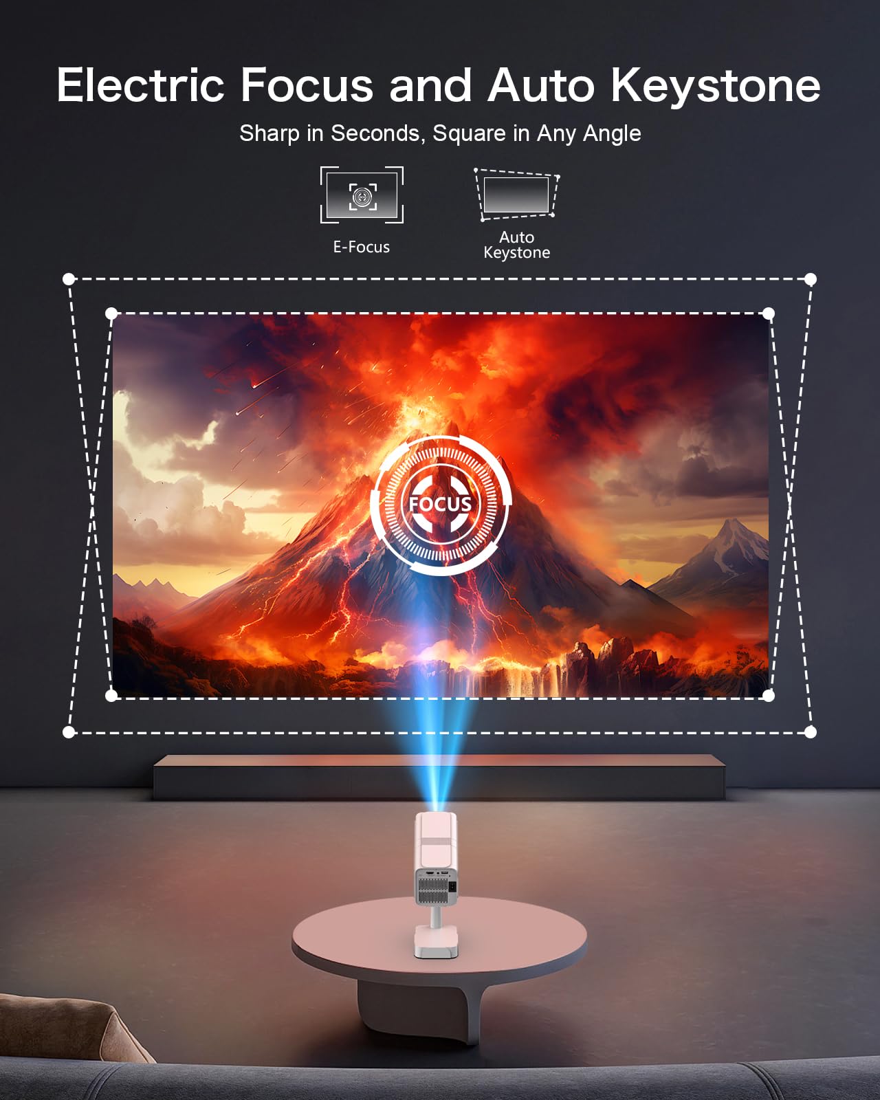 [Netflix-Licensed/Telescopic Stand] PANSEBA Smart Projector with WiFi and Bluetooth, Auto Keystone Mini Projector,4K Support Outdoor Movie Projector with Zoom, Home Theater Projector for Phone - CookCave