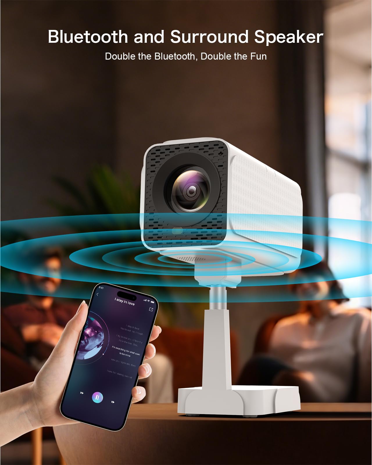 [Netflix-Licensed/Telescopic Stand] PANSEBA Smart Projector with WiFi and Bluetooth, Auto Keystone Mini Projector,4K Support Outdoor Movie Projector with Zoom, Home Theater Projector for Phone - CookCave