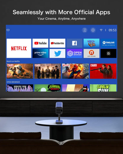 [Netflix-Licensed/Telescopic Stand] PANSEBA Smart Projector with WiFi and Bluetooth, Auto Keystone Mini Projector,4K Support Outdoor Movie Projector with Zoom, Home Theater Projector for Phone - CookCave