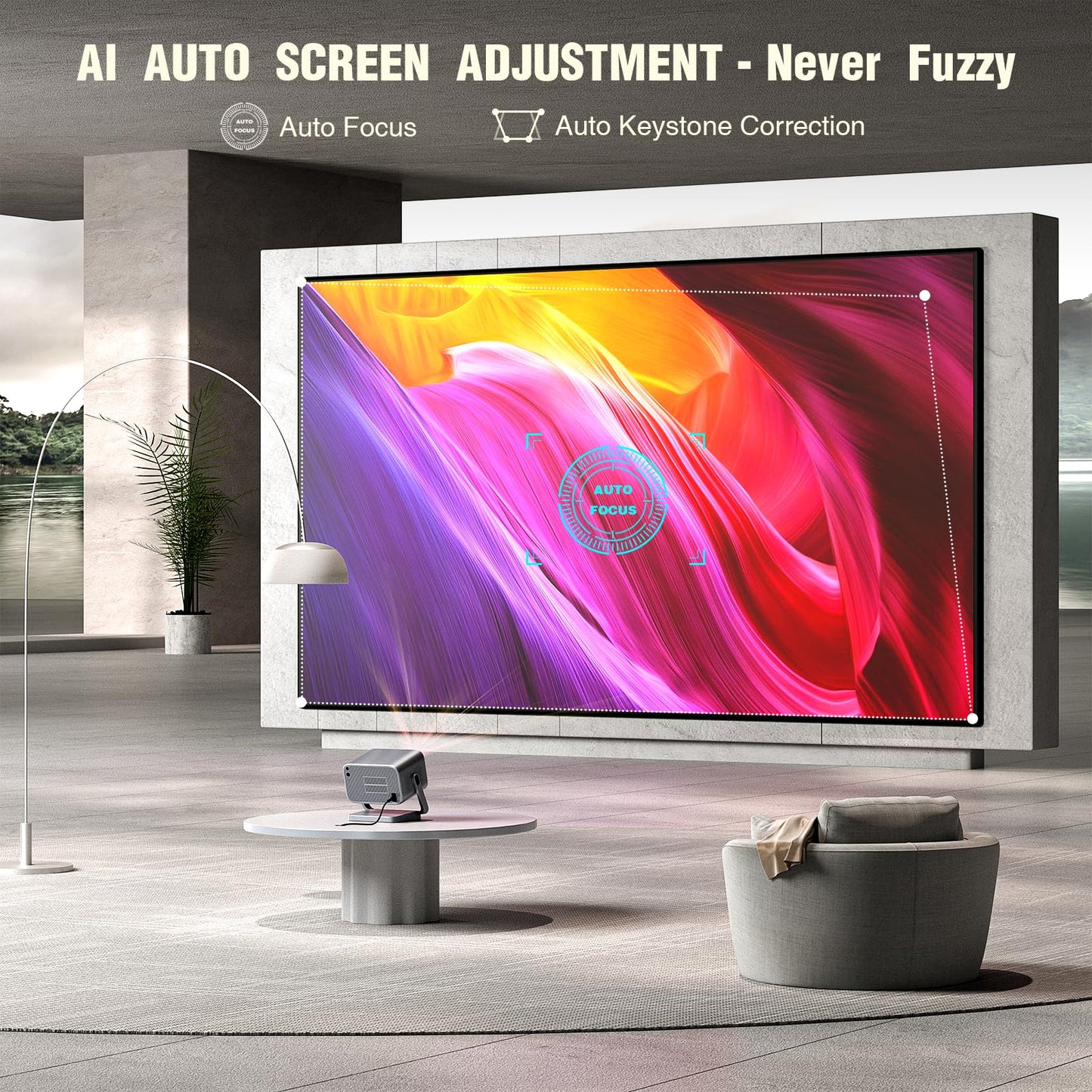 [Netflix Officially & Auto Focus] VOPLLS 4K Projector with WiFi and Bluetooth, 3D Stereo Sound & Auto Keystone Video Projector, Outdoor Movie Projector, 50% Zoom, MAX 300''Display (Grey) - CookCave