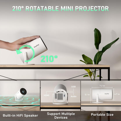 [Netflix Officially & Electric Focus] Projector with WiFi and Bluetooth, XuanPad Full HD 1080P Portable Projector, 210° Rotatable Stand, Auto Keystone, Dust Removal and Heat Dissipation Design - CookCave