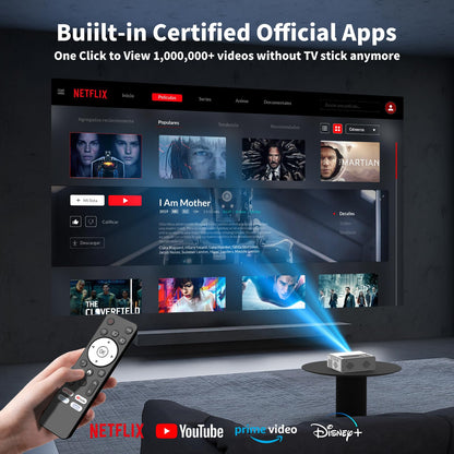 Netflix-Officially-Licensed PANSEBA 4K Smart Projector with WiFi and Bluetooth, Outdoor Projector with Auto Keystone, Portable Movie projector with 2S Focus, Home Projector for Game/Phone/Laptop - CookCave