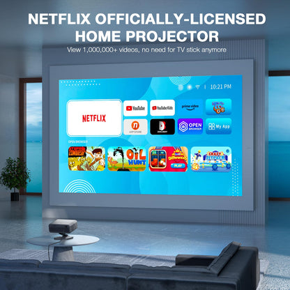 [Netflix Officially&AI Auto Focus]AuKing Smart Projector with Wifi and Bluetooth,Auto Focus&Keystone Projector4K,3D DoIby Audio, 1200ANSI Outdoor Projector with Omnidirectional Rotating Stand(Grey) - CookCave