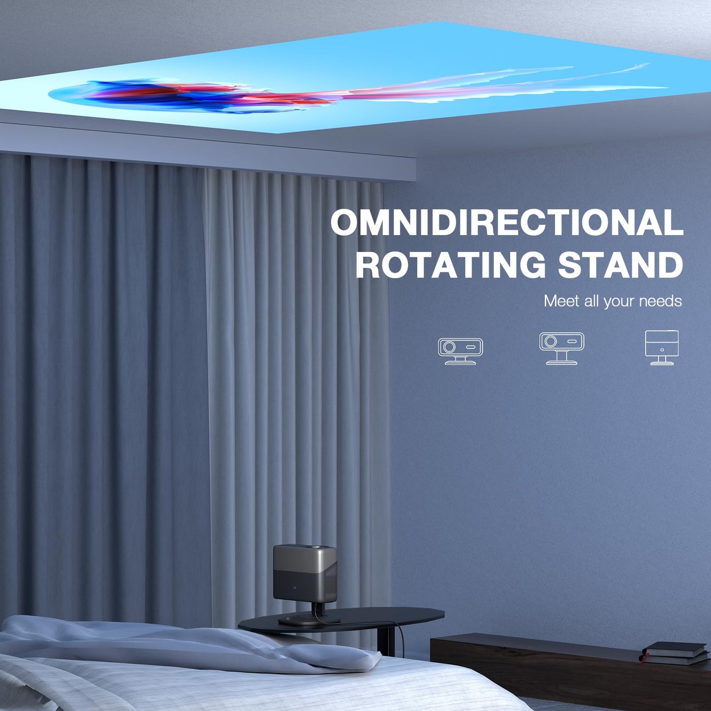 [Netflix Officially&AI Auto Focus]AuKing Smart Projector with Wifi and Bluetooth,Auto Focus&Keystone Projector4K,3D DoIby Audio, 1200ANSI Outdoor Projector with Omnidirectional Rotating Stand(Grey) - CookCave