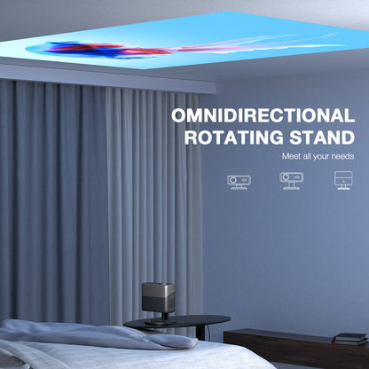 [Netflix Officially&AI Auto Focus]AuKing Smart Projector with Wifi and Bluetooth,Auto Focus&Keystone Projector4K,3D DoIby Audio, 1200ANSI Outdoor Projector with Omnidirectional Rotating Stand(Grey) - CookCave