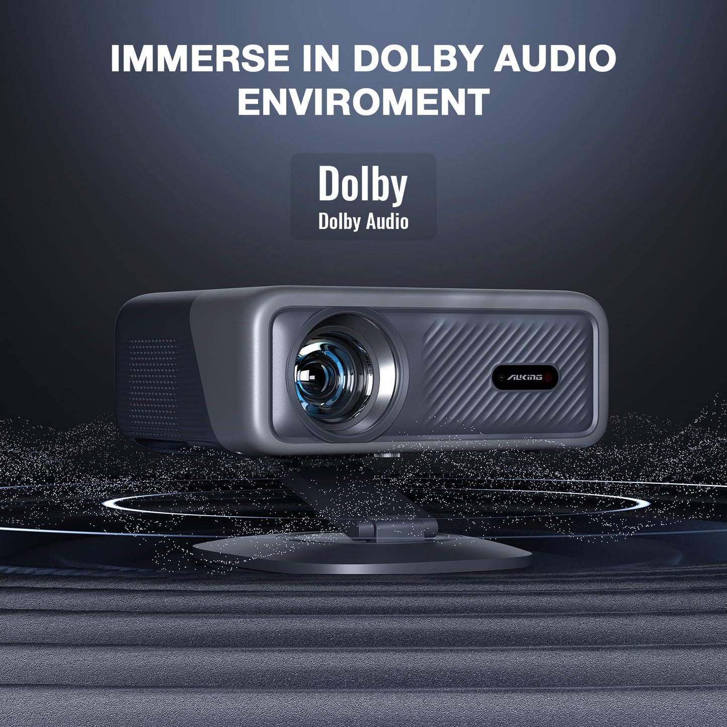 [Netflix Officially&AI Auto Focus]AuKing Smart Projector with Wifi and Bluetooth,Auto Focus&Keystone Projector4K,3D DoIby Audio, 1200ANSI Outdoor Projector with Omnidirectional Rotating Stand(Grey) - CookCave