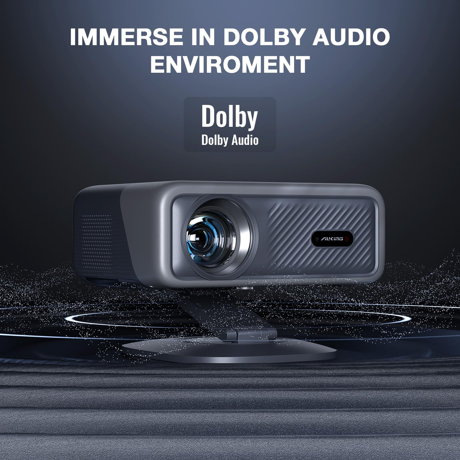 [Netflix Officially&AI Auto Focus]AuKing Smart Projector with Wifi and Bluetooth,Auto Focus&Keystone Projector4K,3D DoIby Audio, 1200ANSI Outdoor Projector with Omnidirectional Rotating Stand(Grey) - CookCave