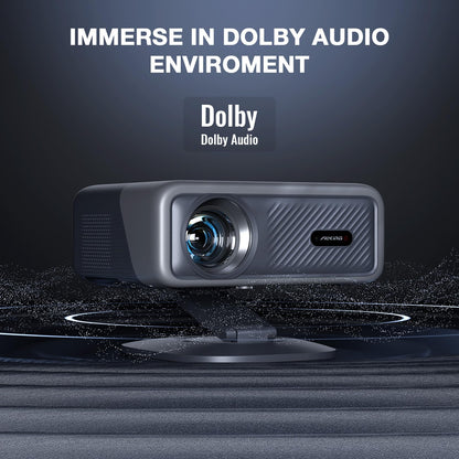 [Netflix Officially&AI Auto Focus]AuKing Smart Projector with Wifi and Bluetooth,Auto Focus&Keystone Projector4K,3D DoIby Audio, 1200ANSI Outdoor Projector with Omnidirectional Rotating Stand(Grey) - CookCave