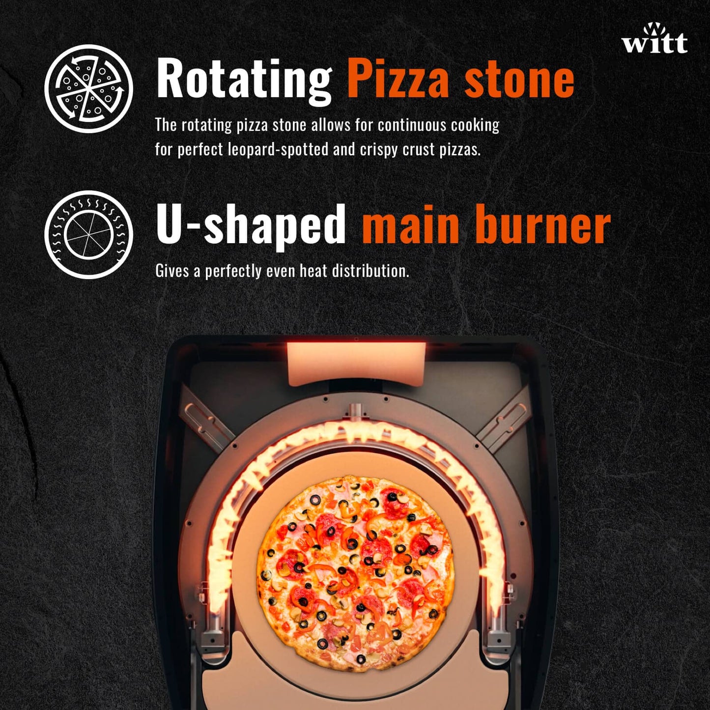 NEW Witt ETNA Rotante Award Winning Pizza Oven with 360 Degrees Rotating Pizza Stone and Booster Burner. This Outdoor Gas Pizza Oven Bakes a Pizza in Less than a minute -Stone - CookCave