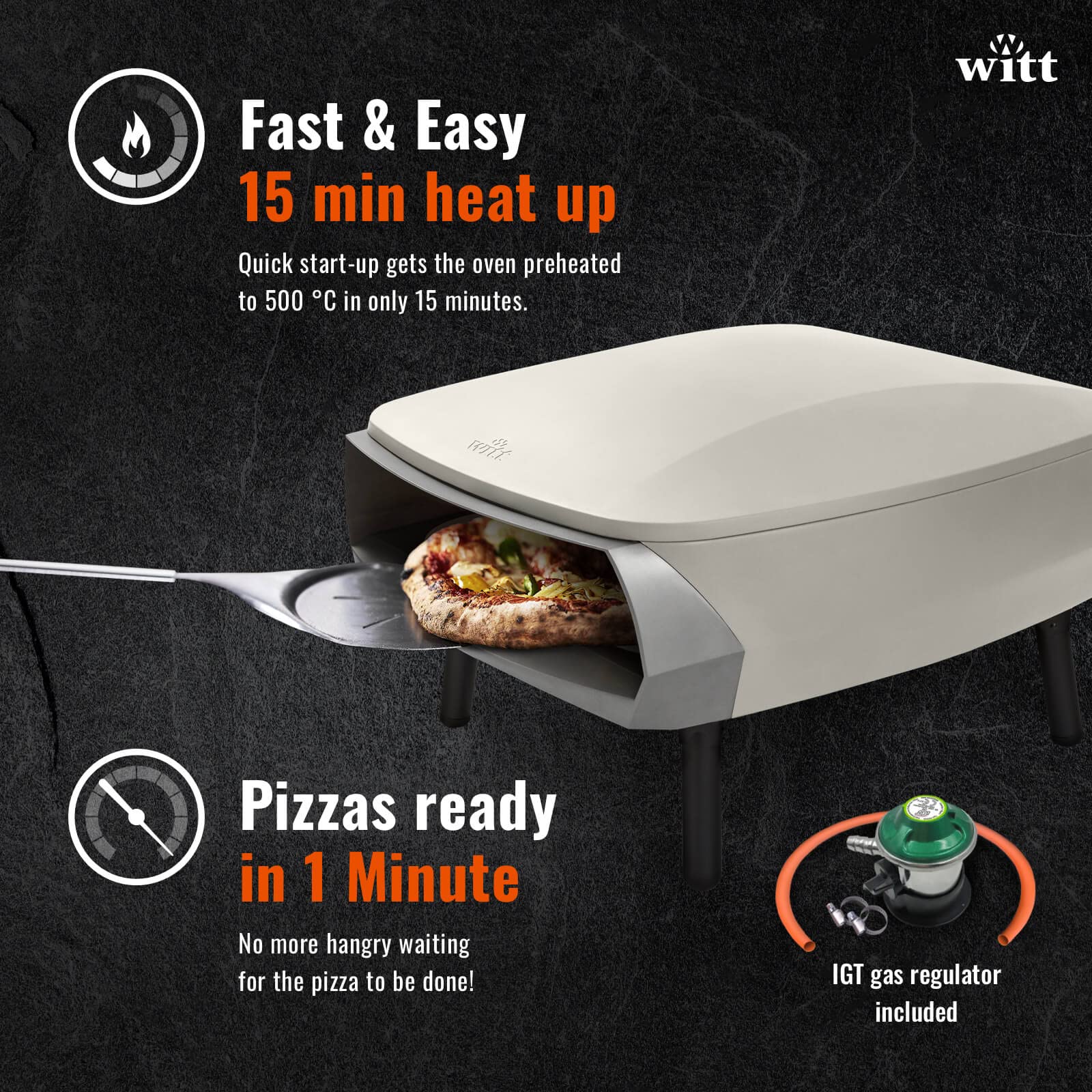 NEW Witt ETNA Rotante Award Winning Pizza Oven with 360 Degrees Rotating Pizza Stone and Booster Burner. This Outdoor Gas Pizza Oven Bakes a Pizza in Less than a minute -Stone - CookCave
