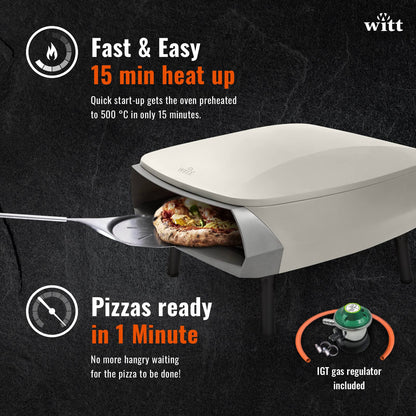NEW Witt ETNA Rotante Award Winning Pizza Oven with 360 Degrees Rotating Pizza Stone and Booster Burner. This Outdoor Gas Pizza Oven Bakes a Pizza in Less than a minute -Stone - CookCave