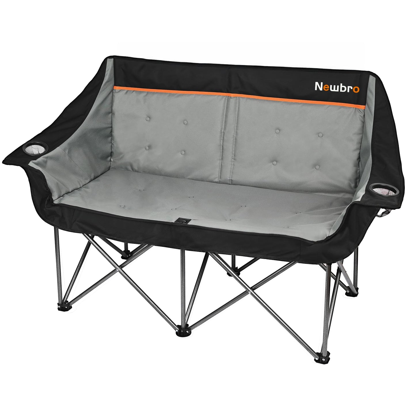 Newbro Oversized Double Camping Chair for Adults, Fully Padded Folding Camping Chairs Loveseat, Big Heavy Duty Outdoor Patio Lawn Chair with Arm Cup Holder - CookCave