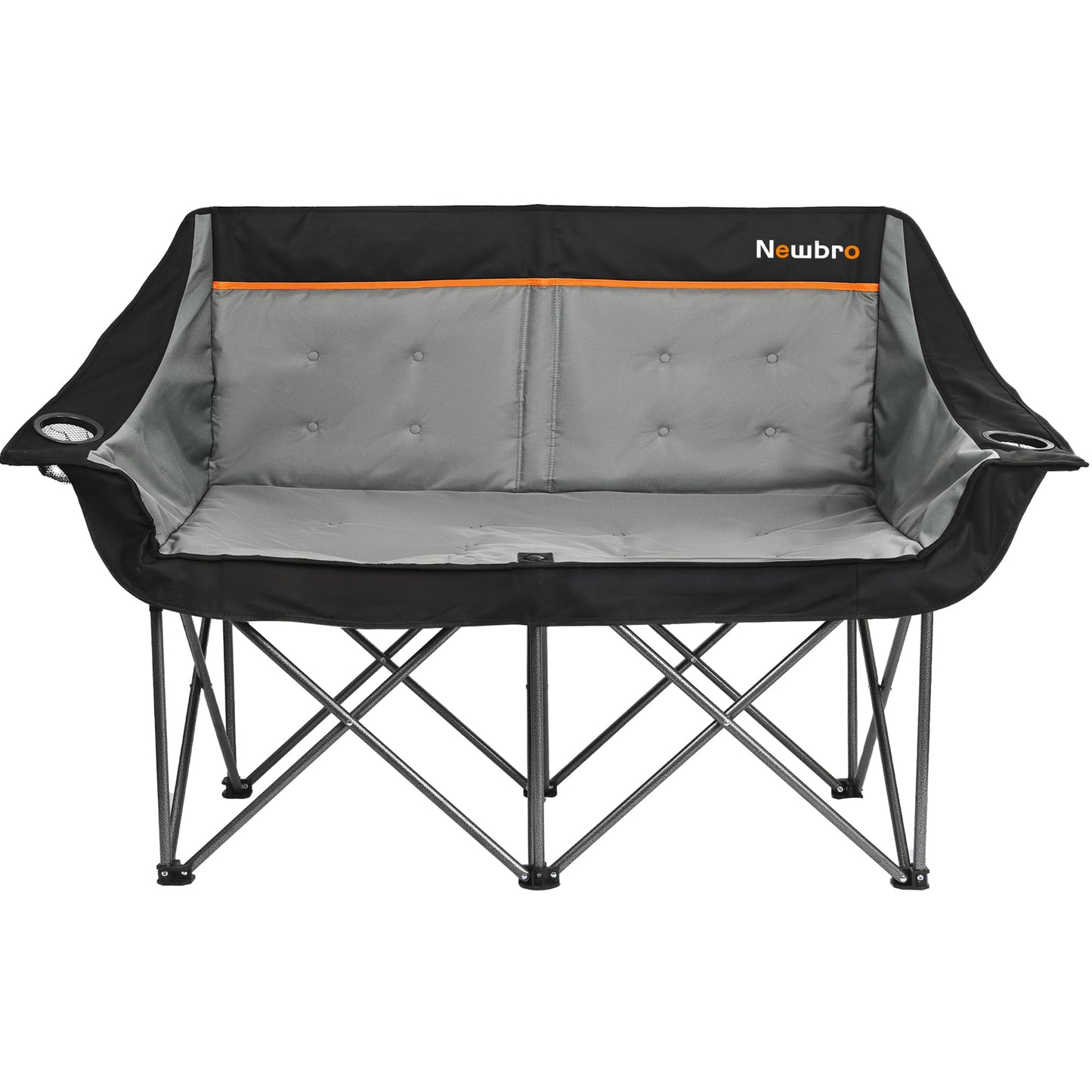Newbro Oversized Double Camping Chair for Adults, Fully Padded Folding Camping Chairs Loveseat, Big Heavy Duty Outdoor Patio Lawn Chair with Arm Cup Holder - CookCave