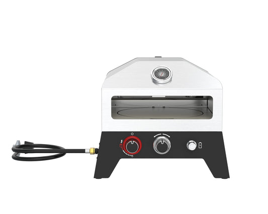 Nexgrill 12 in. Outdoor Gas Pizza Oven Portable Propane Pizza Grilling Stove, Easy Rotation System, Outdoor Kitchen, 15000BTUs, 182 sq. in. cooking space, Rear Access Smoker Box, Portable, 820-0084B - CookCave