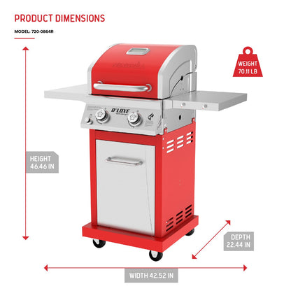 Nexgrill Deluxe 2-Burner Gas Grill with 401 SQ In Grate, 28000 BTUs, Stainless Steel Control Panel & Foldable Side Table, Propane BBQ Grill for Outdoor Cooking, Patios, Backyards and More - 720-0864R - CookCave