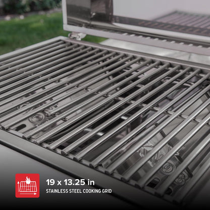 Nexgrill Stainless Steel 2-Burner Portable Gas Grill with Locking Lid, Folding Legs, 20,000 BTUs, 251 SQ In Cooking Space, Tabletop Grill for Camping, Outdoor Cooking, Patios, and More - 820-0007GE - CookCave