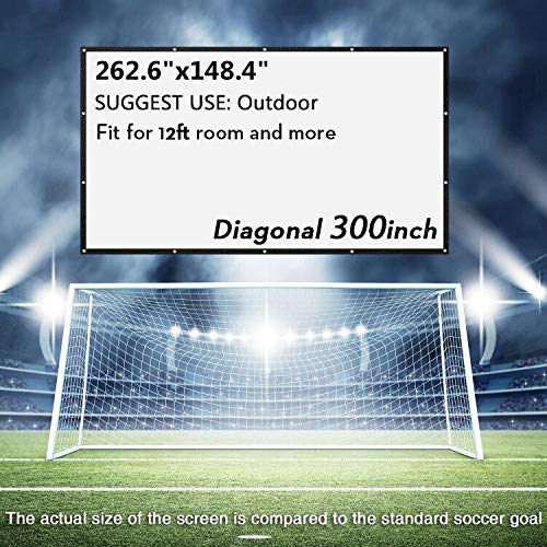 NIERBO Huge Large Projector Screen 300 inch of Thick Canvas Material 16:9 Projection Movies Screen Outdoor Projection Screen for Church School Home Indoor 1.6 Gain Not Include Mount - CookCave