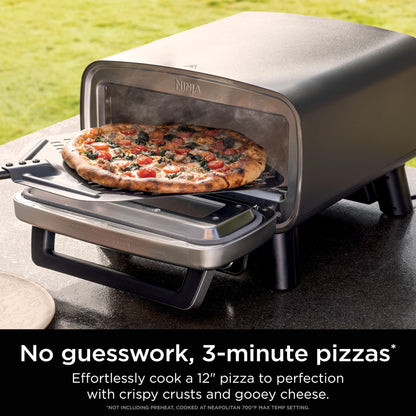 Ninja Artisan Outdoor Pizza Oven, 12-inch, 3-minute Pizza, Neapolitan, Thin Crust, New York Chicago, Custom, 700F Max Temperature, Electric Heat, Bake, Broil, Proof, Warm, MO201 - CookCave