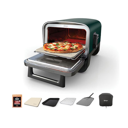 Ninja Woodfire 8-in-1 Outdoor Smoker Pizza Oven with 5 Pizza Settings, Green - CookCave