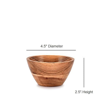 NIRMAN Acacia Wood Bowl Sets of 4 for Kitchen Meal Party and Nuts, Candy, Appetizer, Snacks, Olive (4.5" x 4.5" x 2.5") - CookCave